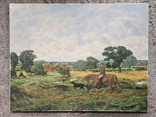 BRIAN TOVEY - LARGE EQUESTRIAN OIL PAINTING - MAN ON HORSEBACK