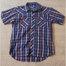 Wrangler Mens X Long Tails Plaid Western Snap Shirt Size 16 1/2
