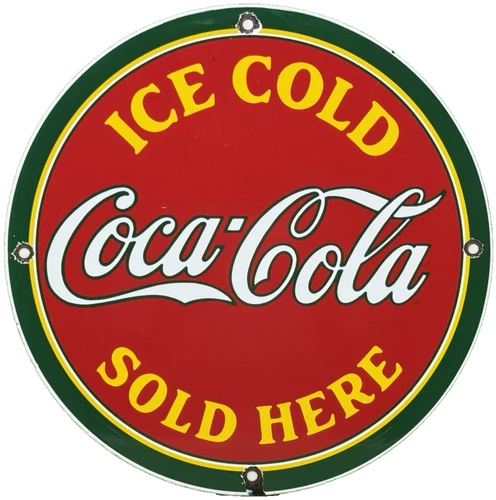 VINTAGE COCA COLA PORCELAIN SIGN GAS STATION BOTTLE COKE PEPSI DEW A & W OIL