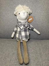 Mudpie Plush Llama In Gray Pants Bowtie Plaid Jacket