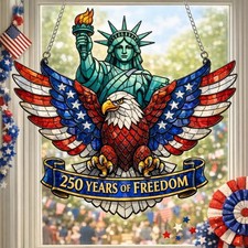 USA 250th Anniversary Suncatcher American Eagle Acrylic Window Hanging Patriotic