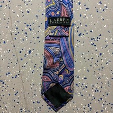 Lauren Ralph Lauren Multicoloured Blue Paisley Tie Womens Silk Hand Made