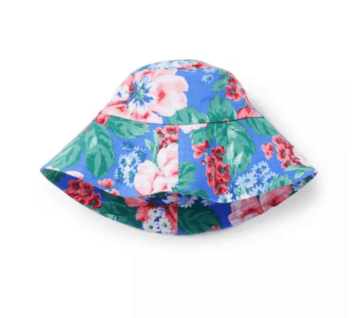 Janie and Jack Baby Floral Sun Hat in Midday Blue Floral Size 6-12 Months