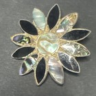 Vintage Taxco Sterling Silver & Mother of Pearl Daisy Brooch And Pendant