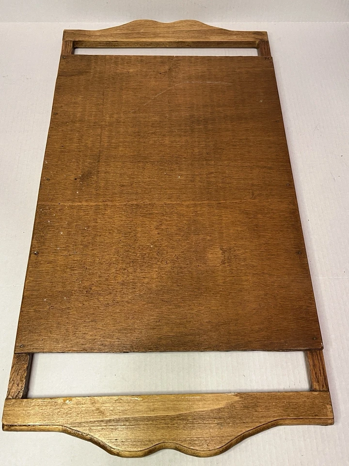 Bandeja para servir madera vintage de 27 pulgadas con asas, bandeja grande de madera para otomana Foto 4 de 4