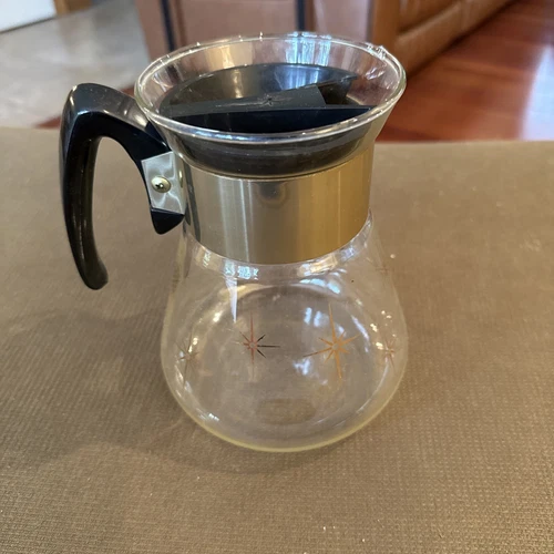 Vintage Pyrex Corning MCM Atomic Star Burst 6 Cup Coffee Pot Carafe w/ Lid