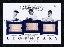 2017 Flawless Legendary Trios Sapphire 5/7 Ted Williams Roberto Clemente HOF g2u