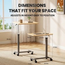 Overbed Bedside Table with Wheels Adjustable Hospital Home Use Bed Laptop Table