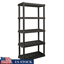 Heavy Duty Plastic 5 Tier Garage Shelves Storage Organizer Freestanding Unit New