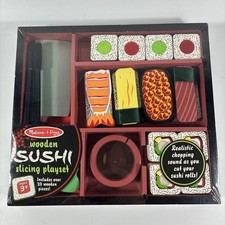 Melissa  Doug Sushi Slicing Wooden Play Food Set 20 Pieces Ages 3 New