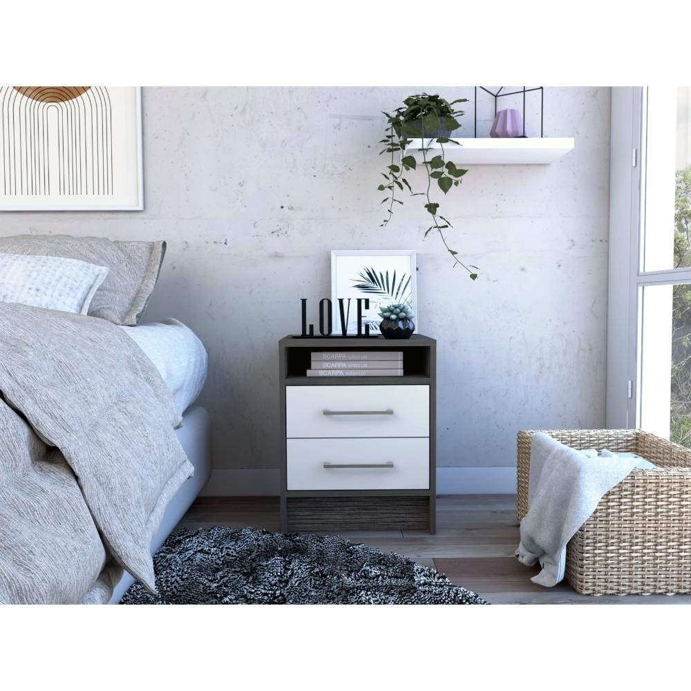 20H Nightstand with 2 Drawers, Sturdy Top & Sleek Metal Handles-image