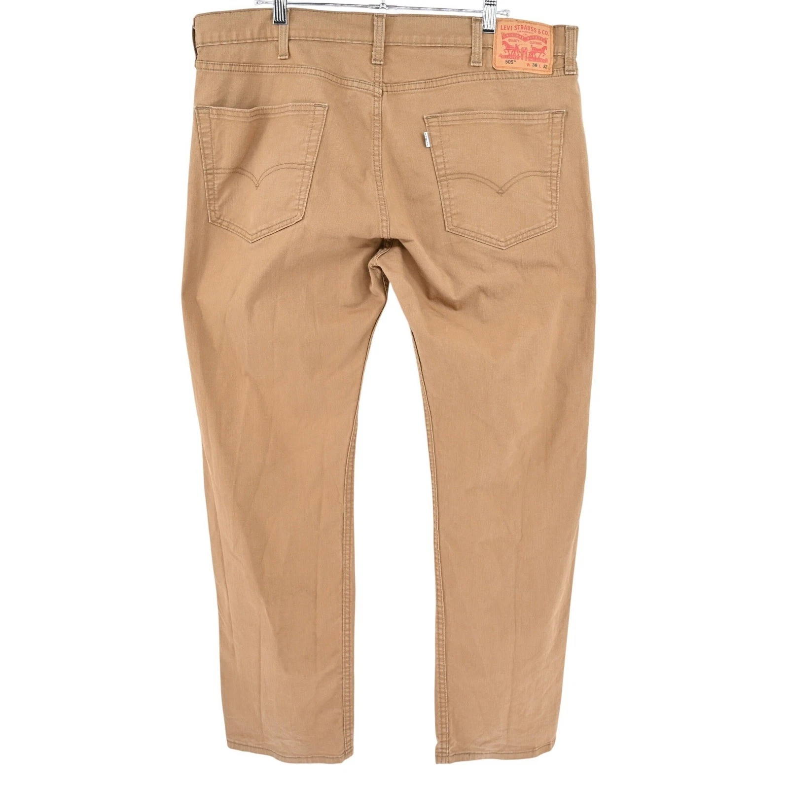 Levis 505 Regular Fit Straight Leg Pants Mens 38x32 Tan Khaki Twill 00505-1502