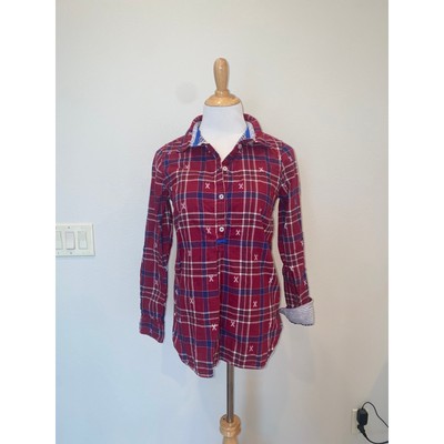 Hatley Popover Blouse Long Sleeve Plaid Size XS