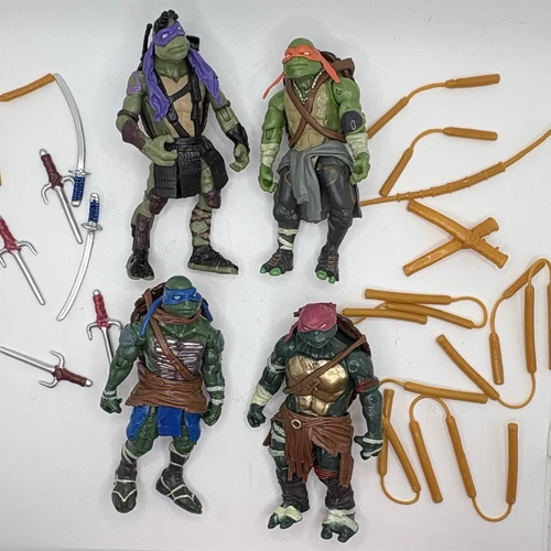 2014 TMNT Movie Action Figures Set of 4 With Accessories GUC