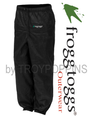 FROGG TOGGS RAIN GEAR-MENS BLACK PANTS-PA83122-01 PRO ACTION FISHING WEAR HIKING