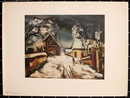Vista del pueblo invierno nieve reproducción original según Maurice de Vlaminck - Imagen 2 de 3