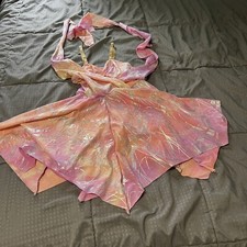 revolution dancewear 0224 "Peach Multi" Yellow Silver dress Kids Girls size LC