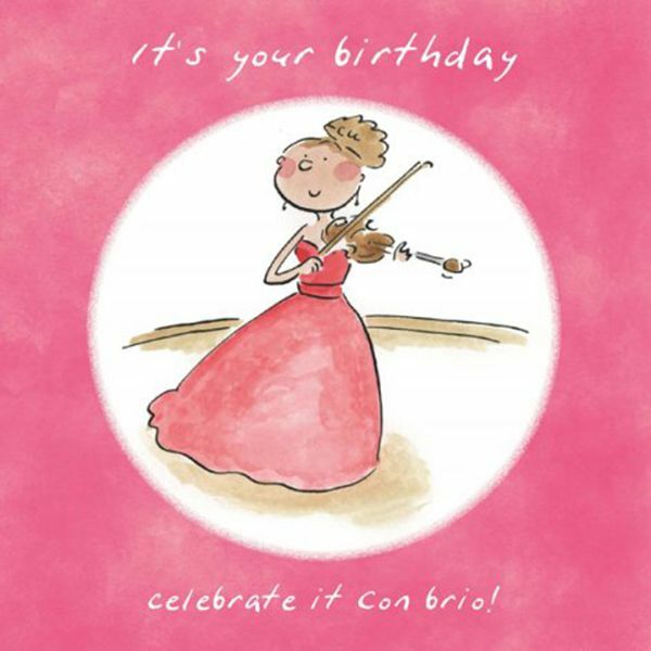 It's Your Birthday Celebrate It Con Brio - Music Themed Violinist Birthday Card