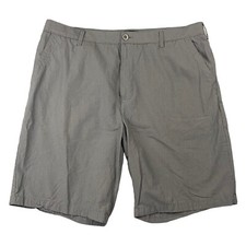 Apt. 9 Gray Striped Chino Shorts Active Waistband Sz 40 Flat Front 11" Inseam