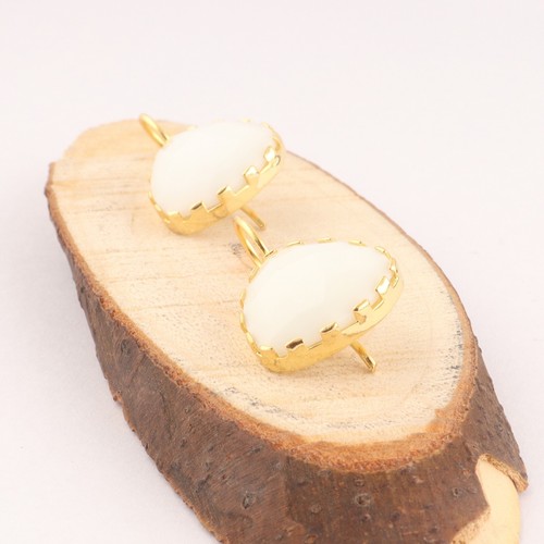 Colorful Hydro Quartz Chalcedony Gold Plated Trillion Shape Drop Hook Earrings - Picture 17 of 78