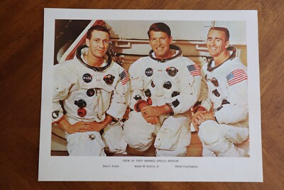 Vintage NASA 11x14 Photo/Print 68-HC-387 Apollo Mission Eisele Schirra Cunningha