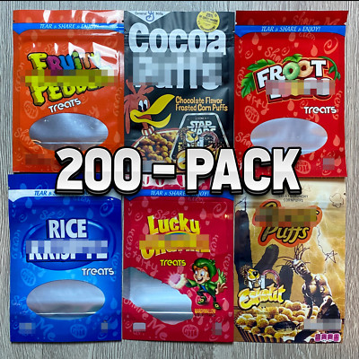 200-Pack Empty Snack Bags Zip Lock Cereal Treats Food Storage Packaging Sealable