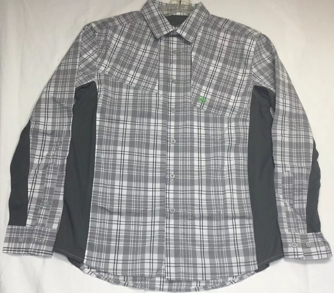 Kast Extreme Fishing Gear Recon Guide Shirt Grey Plaid Large Brand New