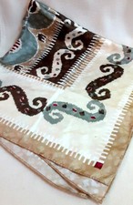 Multicolor HandRolled Scarf Geometric designs, scrolls 34"x34"