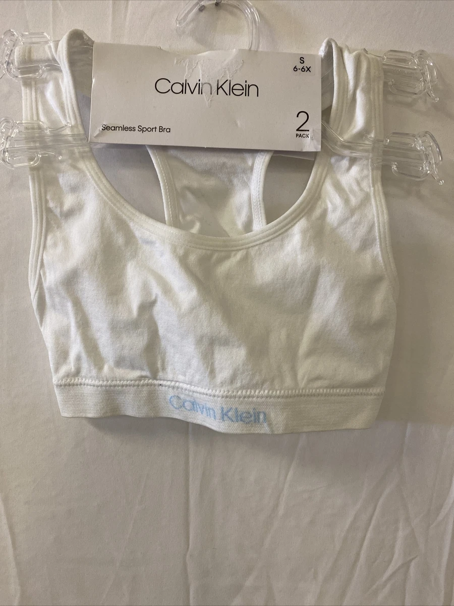 Calvin Klein Kids Girls Seamless Sports Bra White Small 6-6X 1