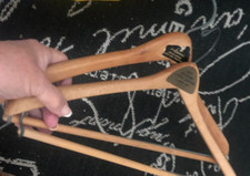 Lot of 2 VTG HART MARX WOOD SUIT Pant Jacket Coat CLOTHES Rod HANGER Advertising