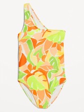 Old Navy Women  s Printed One-Shoulder Swimsuit Bright Floral Size Medium 45