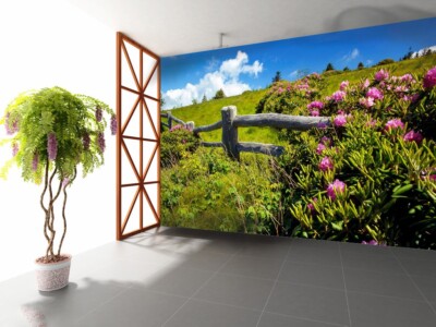 3D Pink Flower Fence G923 Wallpaper Wall Murals Removable Self-adhesive Honey