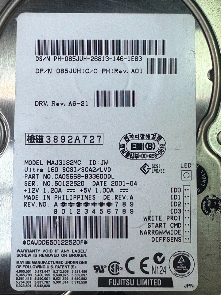 Dell 85JUH MAJ3182MC 18GB 10K RPM 4MB 80-Pin Ultra-160 SCSI HDD 3.5" - Image 3 of 4