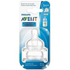 NEW Phillips Avent Anti-Colic Nipples 2 Medium Airflow Nipples 3m  BPA Free