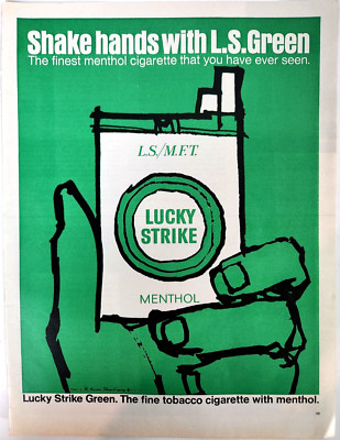 Lucky Strike Green Menthol Cigarette 1967 Magazine Print Ad Art Luckies
