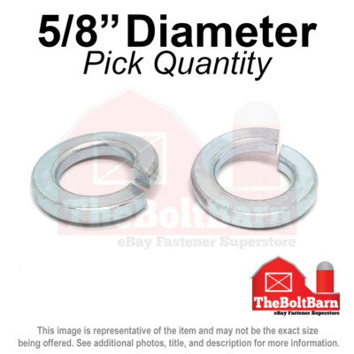 5/8'' Medium Split Ring Lock Washers Medium Carbon Steel Zinc (Pick Quantity)