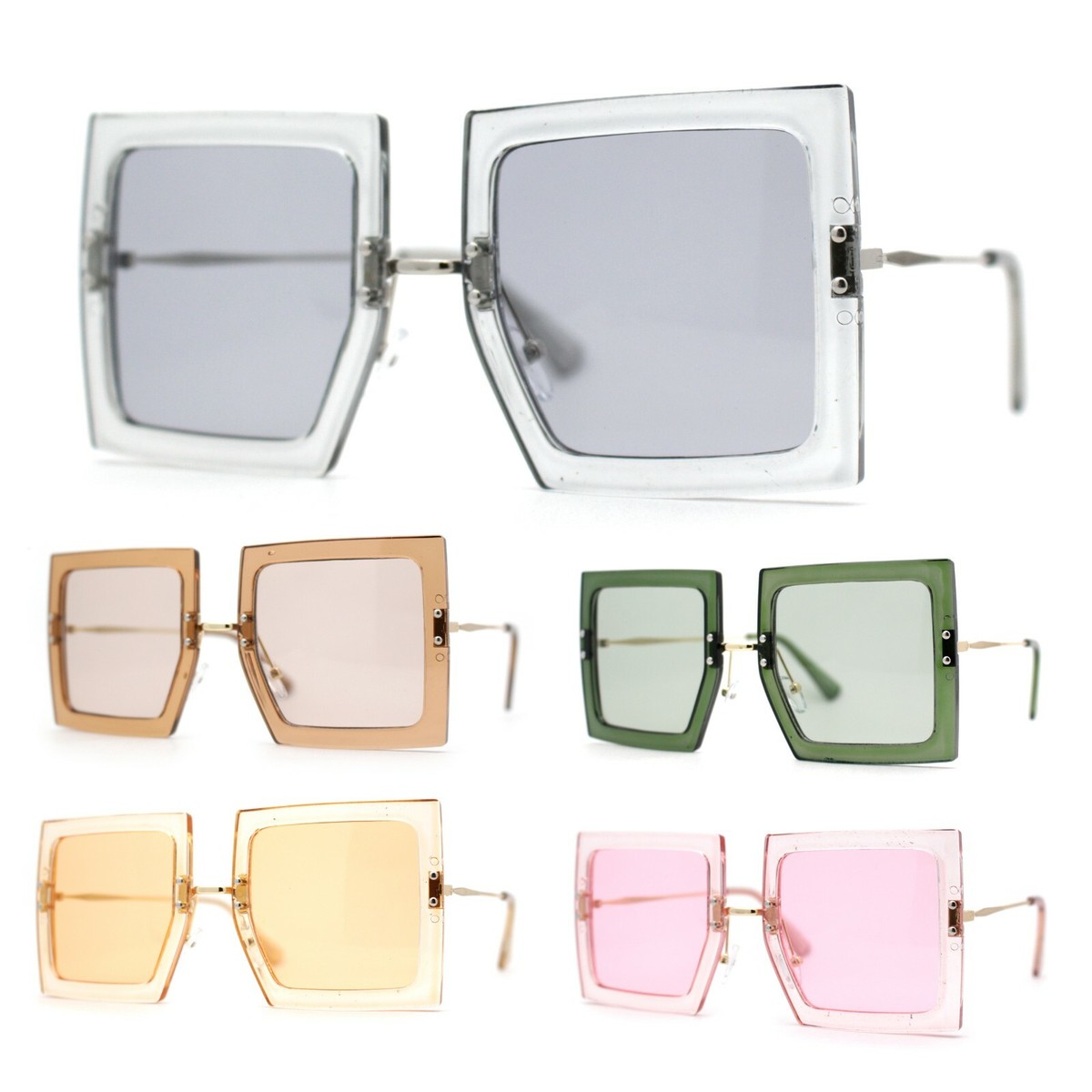 Square Rectangle Butterfly Luxury Double Rim Sunglasses | eBay