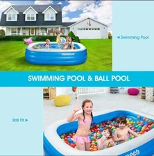 Homech Family Inflatable Swimming Pool, 118" X 72" X 22" Inflatable Pool 