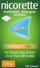 4x Nicorette Gum Fruit Fusion 4mg 105 Pieces ***MONEY SAVER PACK***