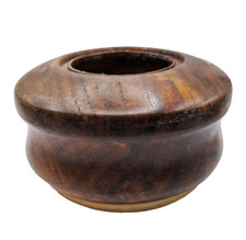 Small Primitive Rustic Turned Wood Wooden Bowl Brown Decorative 4 3/4" W 2 3/4"T