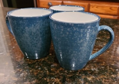 SET OF 3 Sango JEWEL BLUE 12 oz Coffee Mugs. 4893