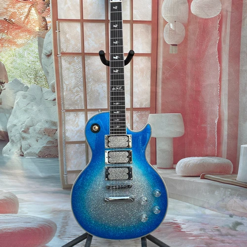 Ace Frehley electric guitar les paul Custom Blue Burst Silver Sparkle Flake