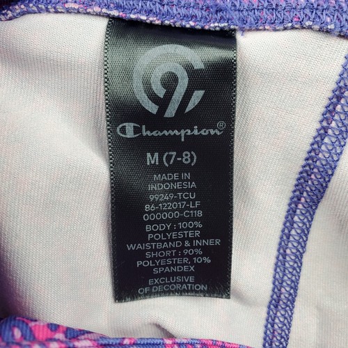 Champion Girls Athletic Shorts Pink Purple Size M 7-8 Mesh Lined Legging Pull On - Picture 8 of 8