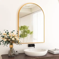 24"X36" Arched Bathroom Mirror - Wall Mounted Mirror - Gold Arch Mirror - Alumin