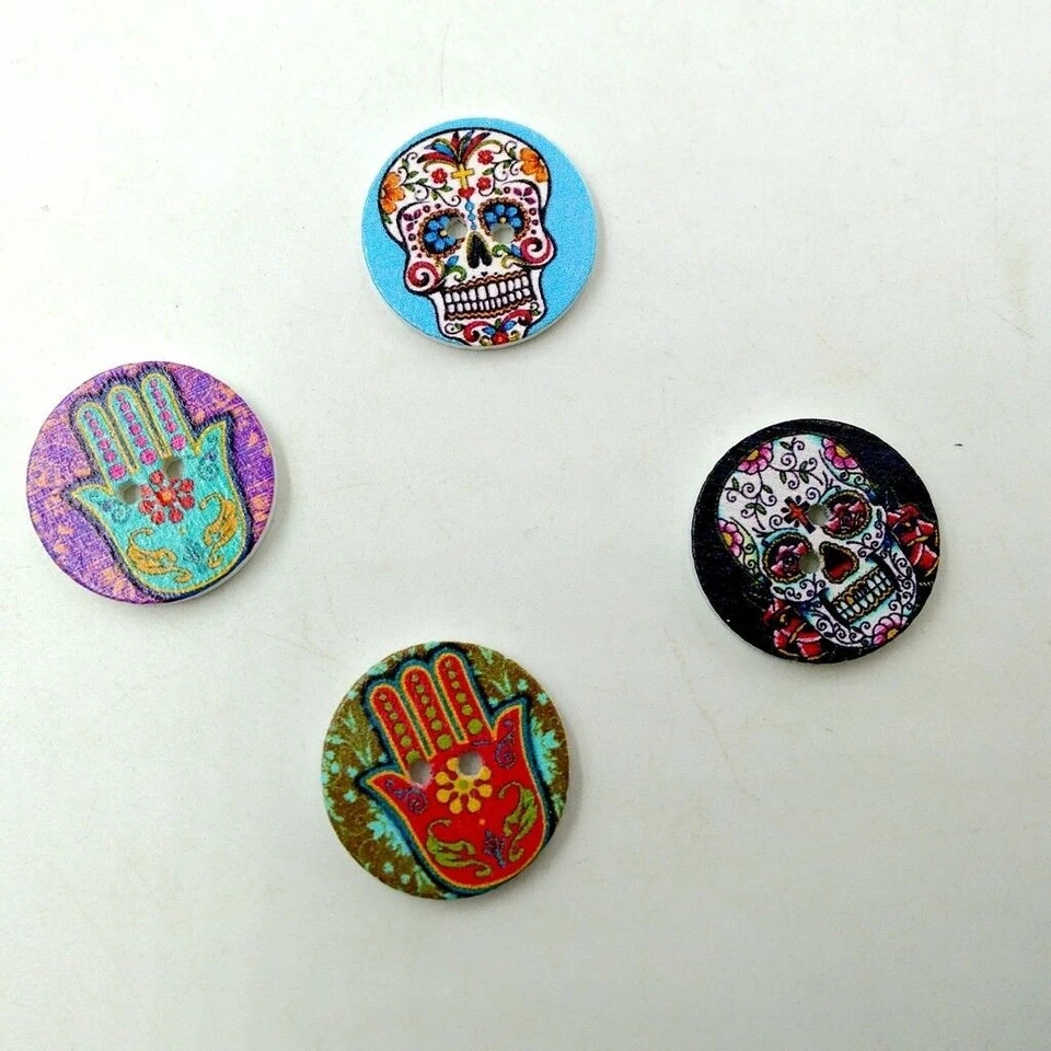 100pcs Wooden Buttons DIY Craft Mixed 2 Holes 20mm for Sewing Scrapbooking - Image 4 of 4