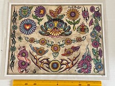Vintage Art Tattoo Flash Sheet Clark Medley /T657