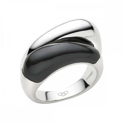 LINKS OF LONDON Onyx Hoffnung Doppel Sterlingsilber Ring - UK Größe N oder 6,5 US
