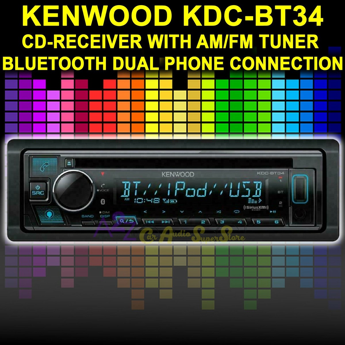 KENWOOD KDC-BT34 SINGLE DIN SIRIUSXM BLUETOOTH CD/AM/FM CAR STEREO