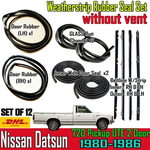 FOR 1980-86 DATSUN 720 WITHOUT VENT PICKUP DOOR WEATHERSTRIP WINDOW SEAL SET