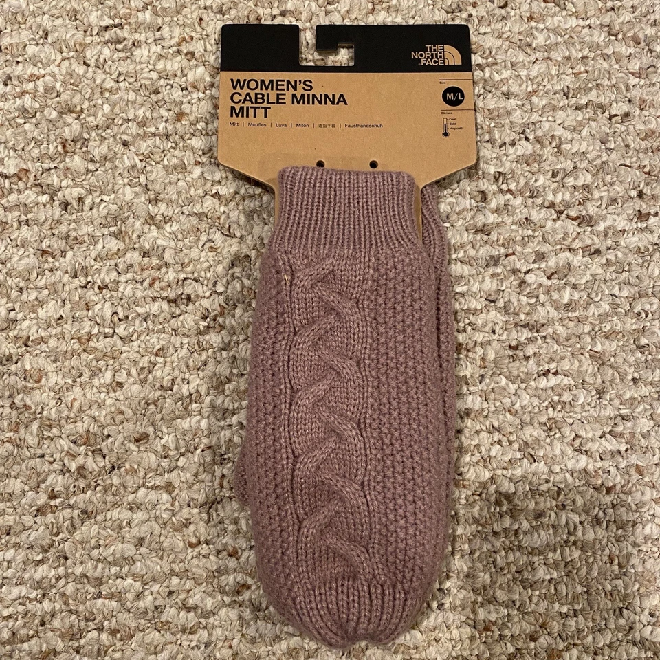 Mitones tejidos con cable Minna The North Face para mujer crepúsculo malva medianos grandes nuevos con etiquetas Foto 2 de 4